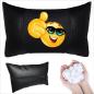 Preview: Auto Nackenkissen 20x30cm Nackenpolster Leder Schwarz mit Druck Design Smiley